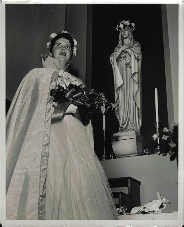 May Crowning, 1957, Sodality Prefect Margaret Canty